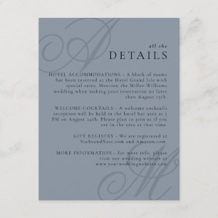 Simple Elegant Minimal Monogram Wedding Details Enclosure Card