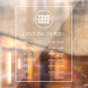 Simple Elegant Minimal Opening Hours Window Cling