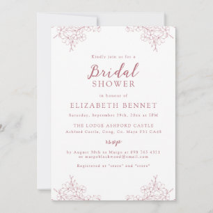 Simple Elegant Minimal Pink Cherry Blossom Bridal  Invitation