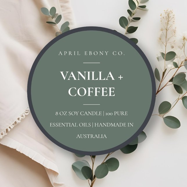 Simple Elegant Minimal Rustic Green Candle Label (Creator Uploaded)