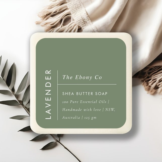 Simple Elegant Minimal Rustic Green Soap Label (Creator Uploaded)