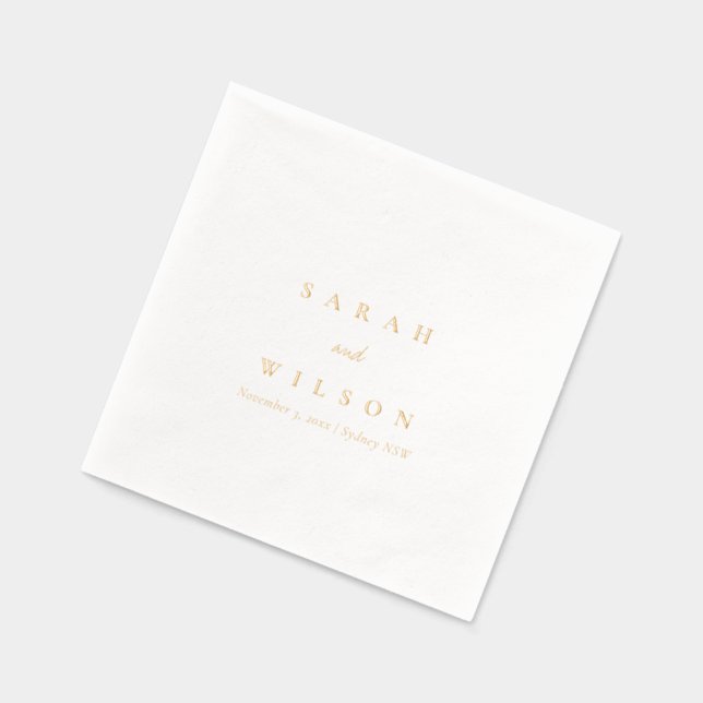 Simple Elegant Minimal Topography Wedding Foil Napkins (Left)