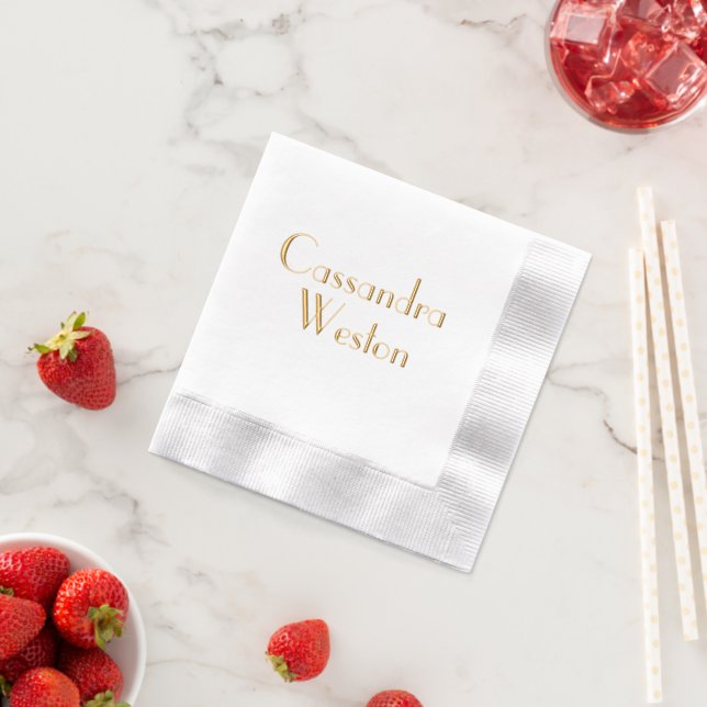 Simple Elegant Minimalist #6XL Script Name Only Foil Napkins (Insitu (Strawberry))