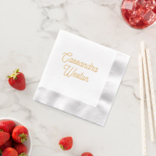 Simple Elegant Minimalist #7 Name Only Foil Napkins
