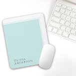 Simple Elegant Minimalist Aqua Colour Block Mouse Mat<br><div class="desc">A simple minimalist design that conveys a sense of elegance and classic style with its modern colour block design element in light aquamarine. The text template for this design includes your name on the lower left corner of the design. The versatility of this minimalist design works beautifully for so many...</div>