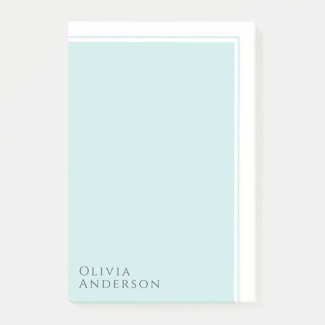 Simple Elegant Minimalist Aqua Colour Block Post-it Notes (Front)