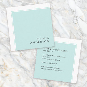 Simple Elegant Minimalist Aqua Colour Block Square Business Card