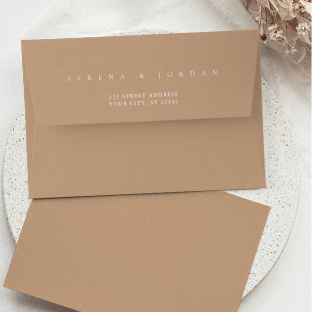 Simple Elegant Minimalist Beige Tan Wedding Envelope (Creator Uploaded)