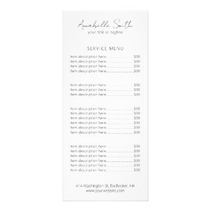 Simple Elegant Minimalist Black and White Modern Rack Card