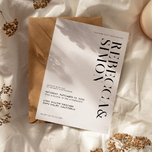 Simple Elegant Minimalist Black and White Wedding Invitation