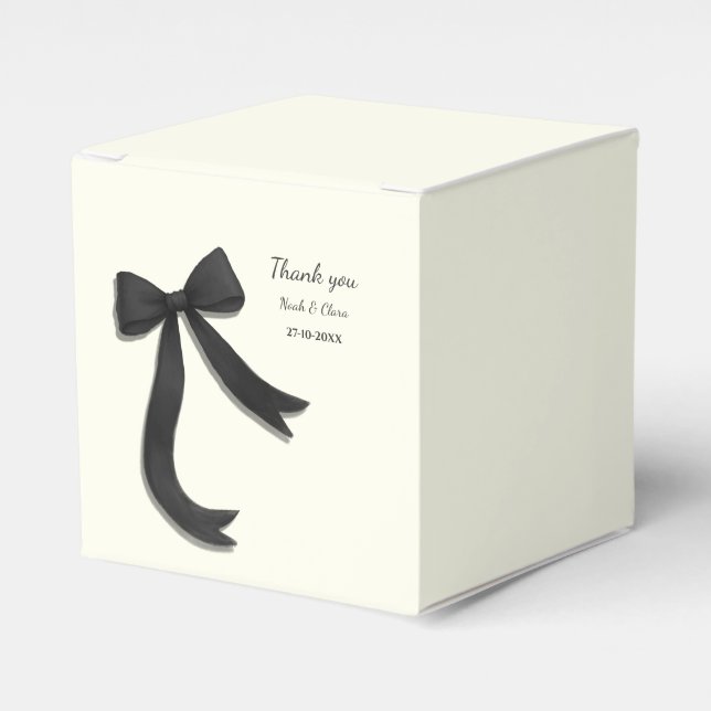 Simple Elegant Minimalist Black Bow Classic Favour Box (Front Side)