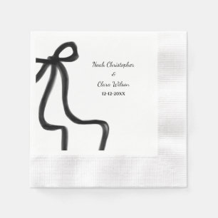 Simple Elegant Minimalist Black Bow Napkin