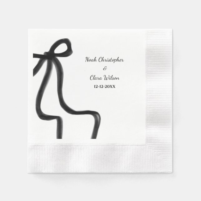 Simple Elegant Minimalist Black Bow Napkin (Front)