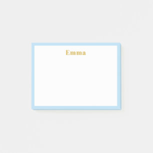 Simple Elegant Minimalist Blue Border Monogram Post-it Notes