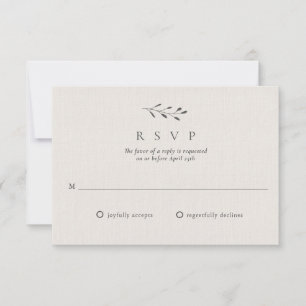 Simple Elegant Minimalist Botanical Wedding RSVP Card