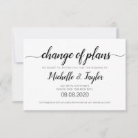 Simple Elegant Minimalist Change of Plans Card