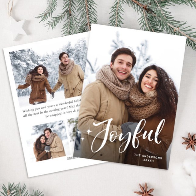 Simple Elegant Minimalist Christmas 4 Photo Holiday Card (Creator Uploaded)
