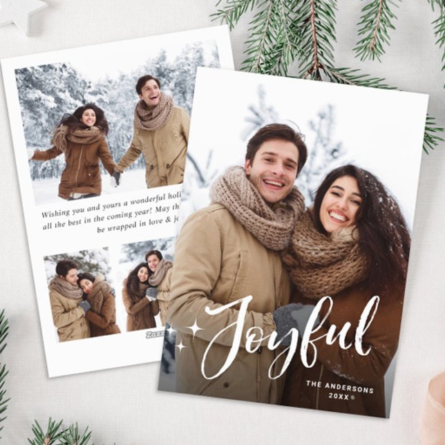 Simple Elegant Minimalist Christmas 5 Photo Holiday Card (Creator Uploaded)