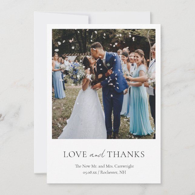 Simple Elegant Minimalist Classic Photo Wedding Thank You Card (Front)