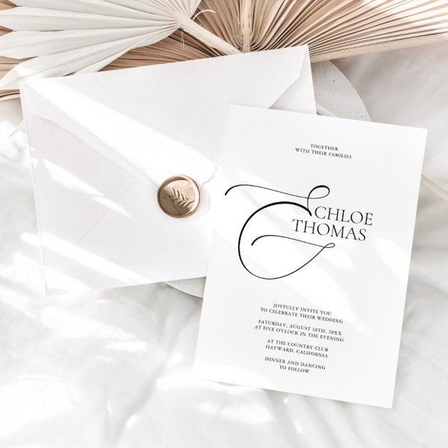 Simple Elegant Minimalist Classic White Wedding Invitation (Creator Uploaded)