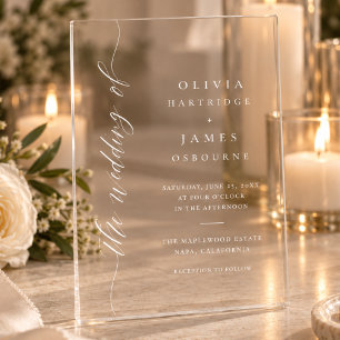 Simple Elegant Minimalist Clear White Wedding Acrylic Invitations