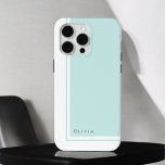 Simple Elegant Minimalist Colour Block with Name iPhone 15 Pro Max Case<br><div class="desc">For a clean look that conveys a sense of elegance and classic minimalist styling this modern colour block design in light aqua/robin egg blue and white has a text template to personalise with your name on the lower left corner. Lots of matching products are available in this design to coordinate...</div>