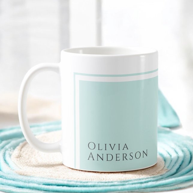 Simple Elegant Minimalist Colour Block with Name Coffee Mug (Creator Uploaded)