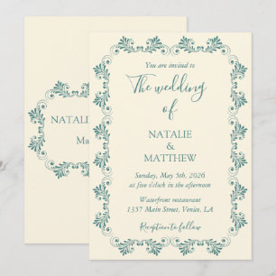 Simple, Elegant, Minimalist, Damask Ornament Invitation