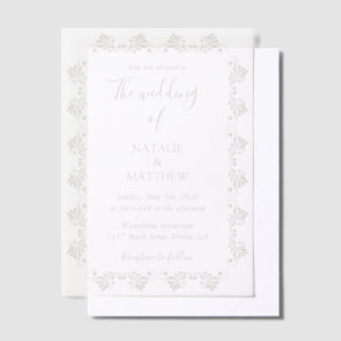 Simple Elegant Minimalist Damask Ornament Wedding Vellum Invitations