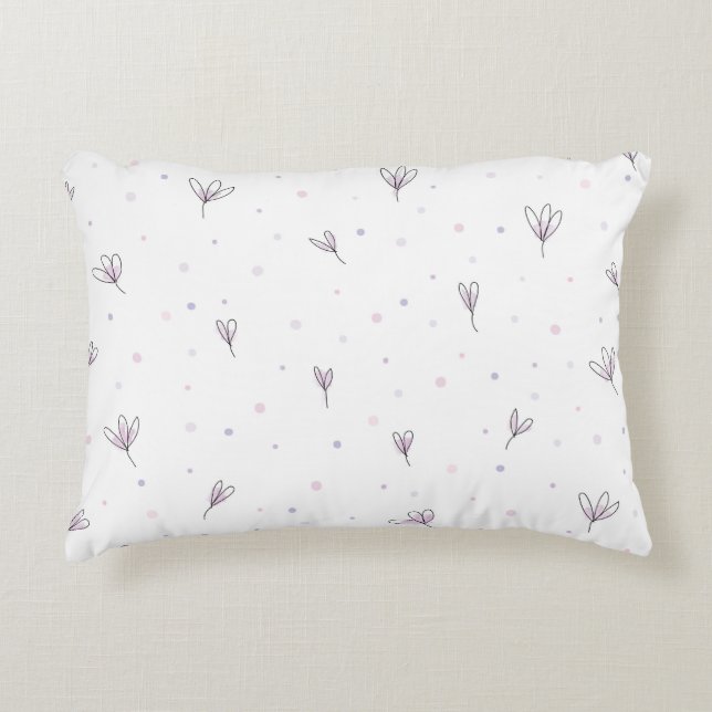 Simple Elegant Minimalist Ditsy Floral Design | Decorative Cushion (Front)