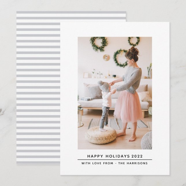 Simple Elegant Minimalist Family Photo Christmas Holiday Card (Front/Back)