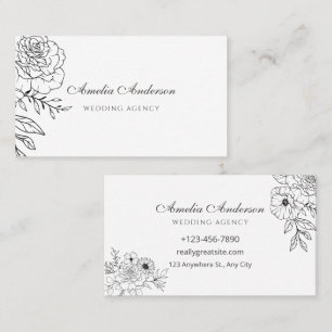 Simple Elegant Minimalist Floral Business Card