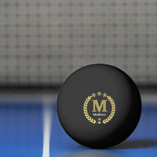 Simple Elegant Minimalist Gold Custom Monogram Ping Pong Ball