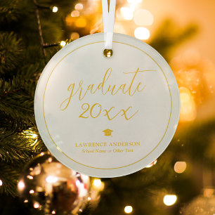 Simple Elegant Minimalist Graduate 2026 Graduation Glass Tree Decoration
