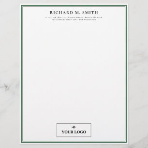 Simple Elegant Minimalist Green White With Logo Custom Letterhead