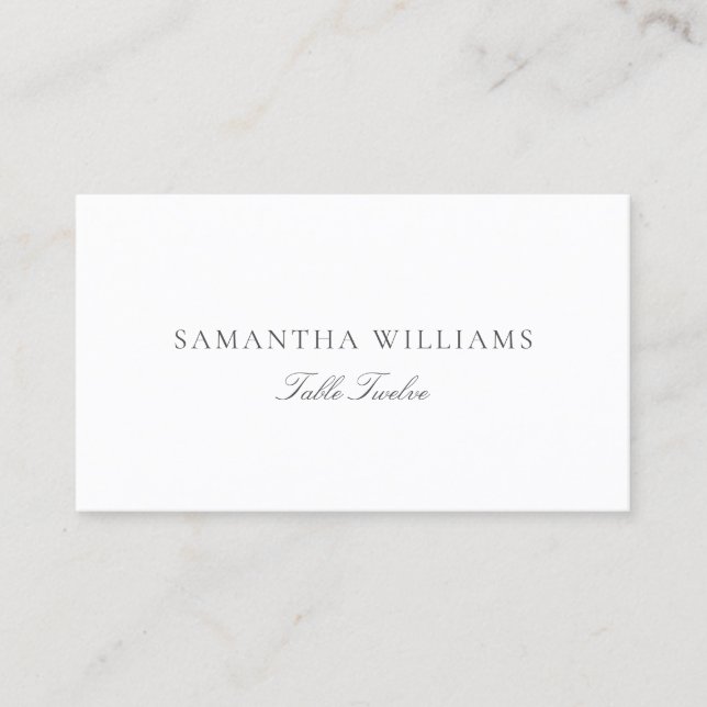 Simple Elegant Minimalist Grey Wedding Place Cards (Front)