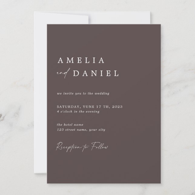 Simple Elegant minimalist handwritten Invitation (Front)