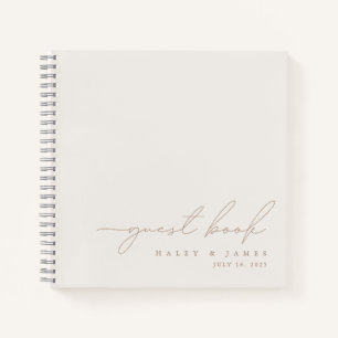 Simple Elegant Minimalist Ivory Wedding Guest Book