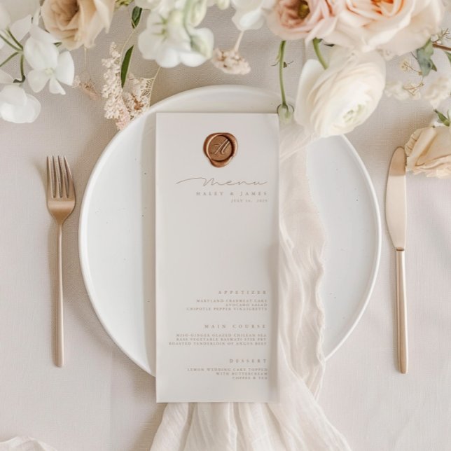 Simple Elegant Minimalist Ivory Wedding Menu  Invitation (Simple Elegant Minimalist Ivory Wedding Menu Invitation)
