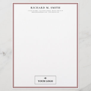Simple Elegant Minimalist Marsala White With Logo Custom Letterhead