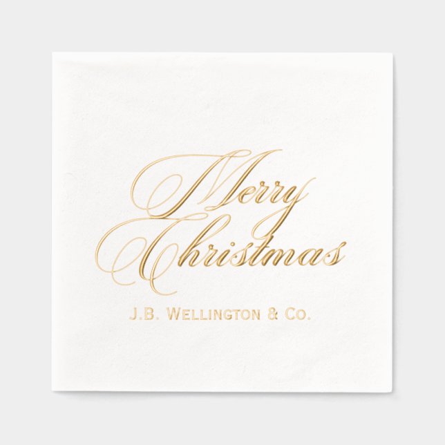 Simple Elegant Minimalist Merry Christmas Name #3 Foil Napkins (Front)