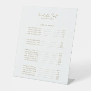 Simple Elegant Minimalist Modern Price List Gold Pedestal Sign