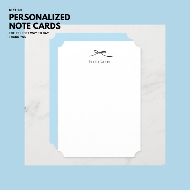 Simple Elegant Minimalist Monogram Blue Bow Card (Creator Uploaded)