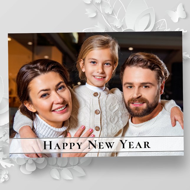 Simple Elegant Minimalist New Year Photo Greeting Holiday Card (Available in high quality print or digital download for quick text messaging, email or self print.)