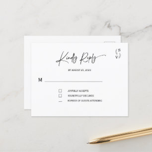 Simple Elegant Minimalist personalised rsvp Postcard
