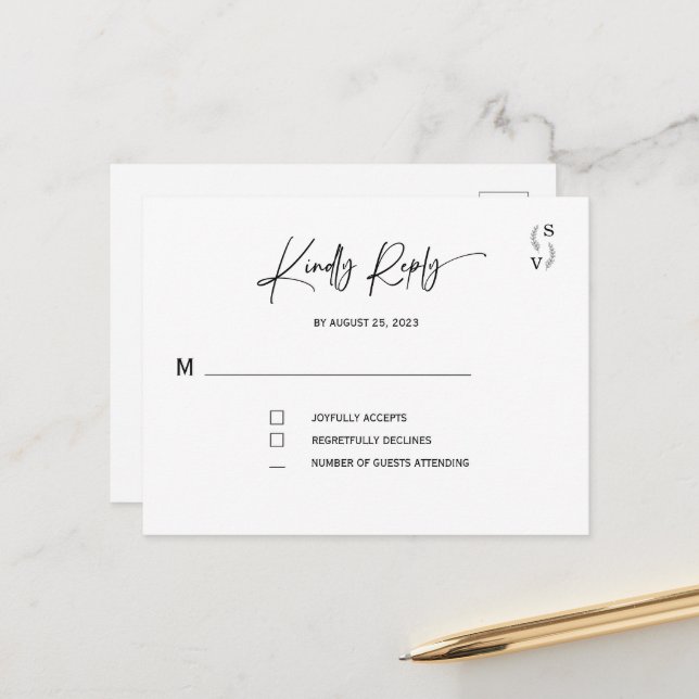 Simple Elegant Minimalist personalised rsvp Postcard (Front/Back In Situ)