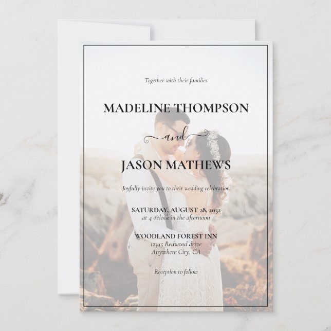 Simple Elegant Minimalist Photo Wedding Invitation (Front)