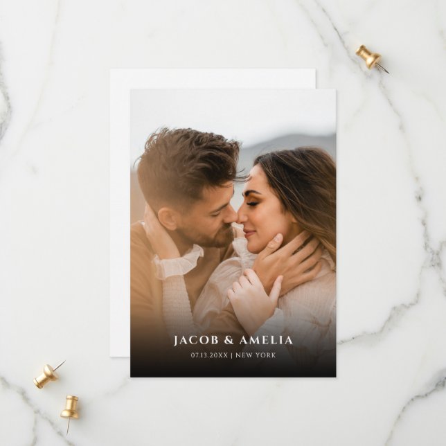 Simple Elegant Minimalist Photo Wedding Save The Date (Front/Back In Situ)