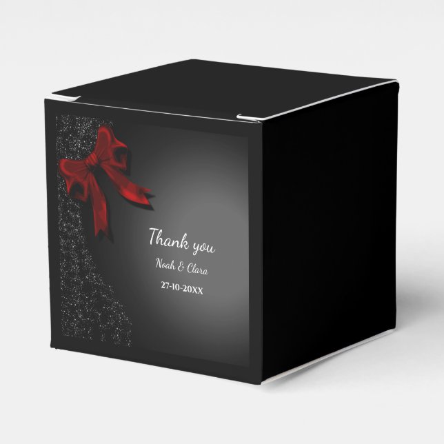 Simple Elegant Minimalist Red Bow Classic Favour Box (Front Side)