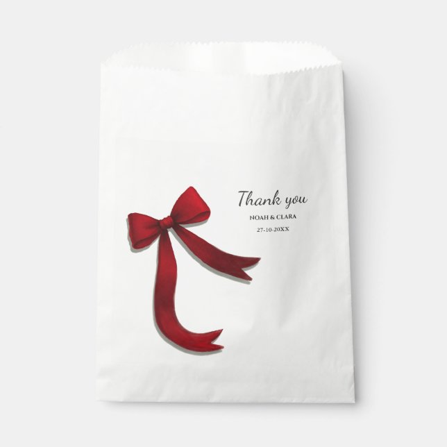 Simple Elegant Minimalist Red Bow Favour Bags (Front)